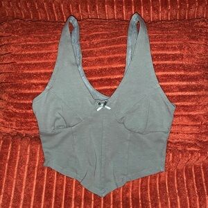 Women's Gray Cotton Bralette Tank Top with Bow